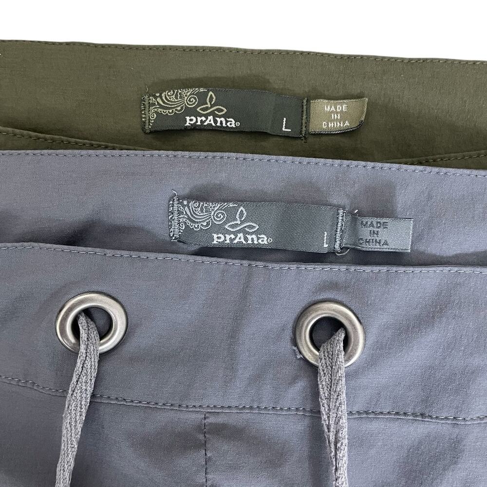 Prana Bliss Knickers Bermuda Shorts Bundle Gray Green Size Large Hiking Outdoors - Picture 10 of 12